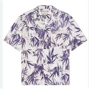 Allsaints Men's Relaxed Fit Bambusa Bamboo Leaf Shirt Small Pale‎ Purple